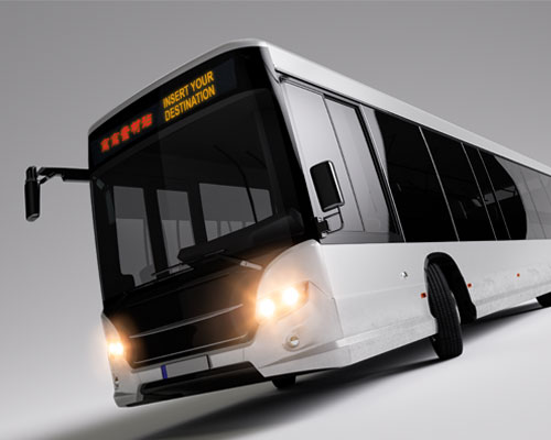 PSD分层旅游巴士客车车体广告展示模板下载