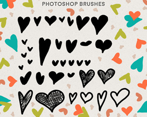 photoshop预置ABR笔刷 可爱手绘涂鸦爱心心形笔刷 平面设计PS素材