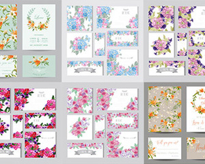 韩式清新碎花花卉卡片邀请函图案笔记本封面EPS矢量设计素材