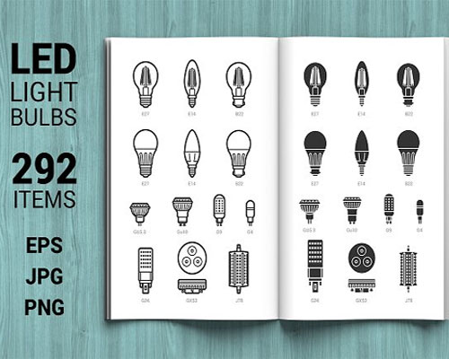 LED灯泡图标符号创新设计大全下载
