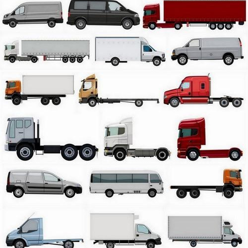 扁平化卡通运输车面包卡车汽车模型标志下载