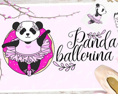 可爱动画跳芭蕾的熊猫