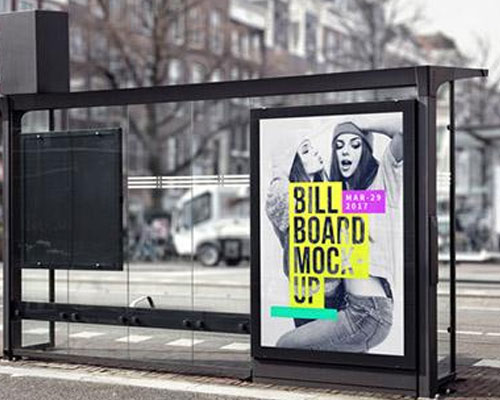 创意公交站广告牌MOCKUP样机模板下载