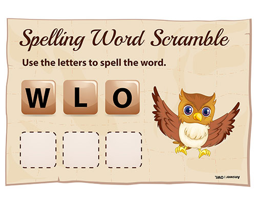 矢量单词拼字游戏儿童学习卡片素材下载