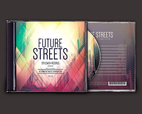 多彩几何绚丽街道城市背景音乐CD封面图案下载