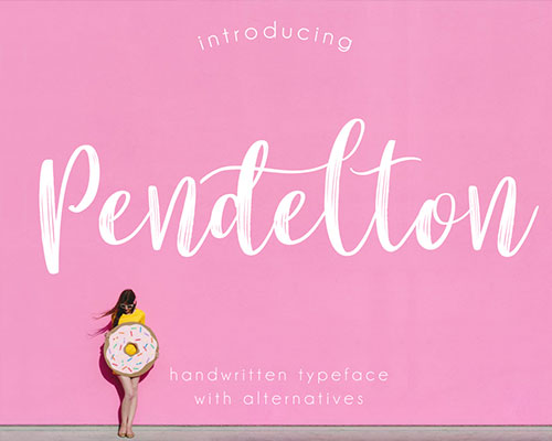 Pendelton时尚英文毛笔手写婚礼字体安装