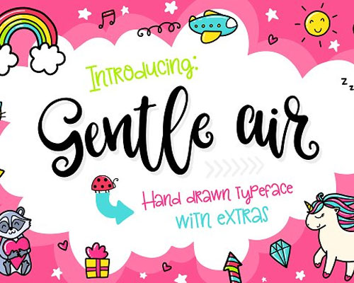 Gentle air可爱英文字体卡通动植物设计元素素材下载