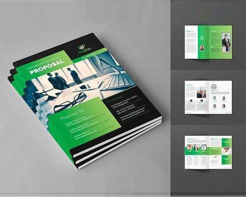绿色清新商业策划计划书InDesign画册模板下载