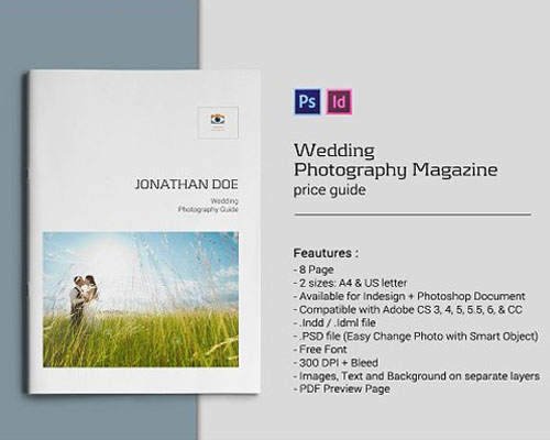 婚纱婚礼相册杂志价目表PSD模板下载