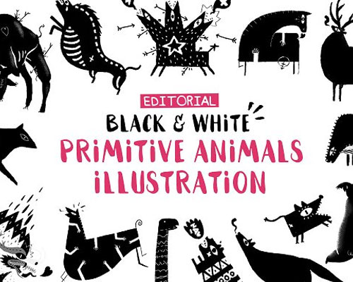 创意抽象黑白动物图形素材下载
