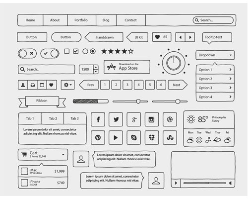 手绘矢量UI工具包素材下载