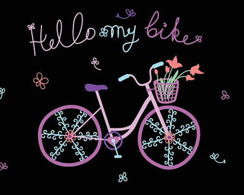 可爱卡通手绘自行车背景素材下载