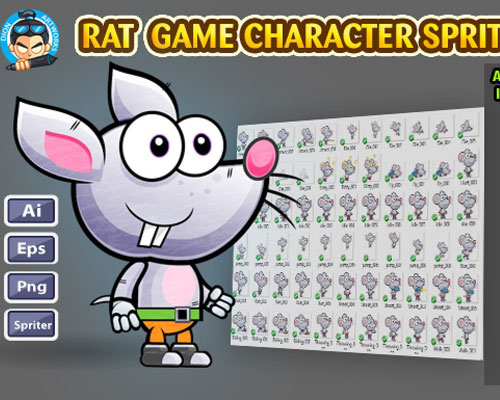2D游戏角色老鼠矢量素材下载