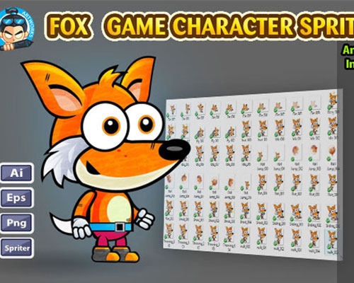 2D游戏角色狐狸矢量素材下载