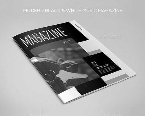 现代黑白音乐杂志画册模板