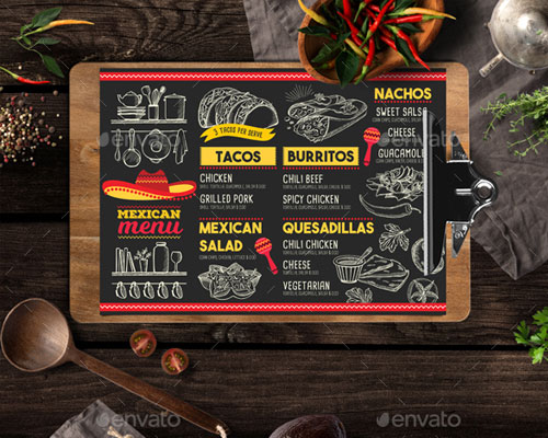 简约手绘墨西哥餐厅菜单价目表设计