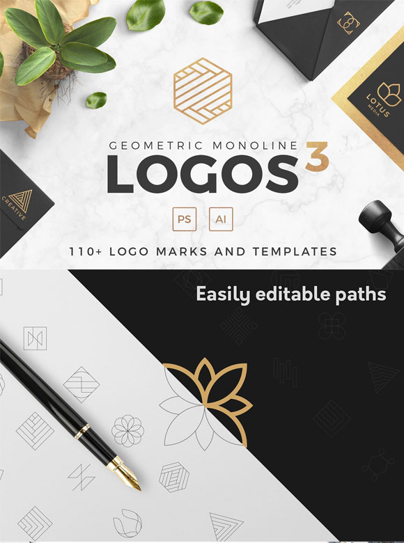 简约时尚几何标志LOGO设计模板1