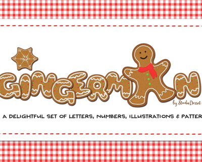 姜饼人圣诞26个字母符号背景素材