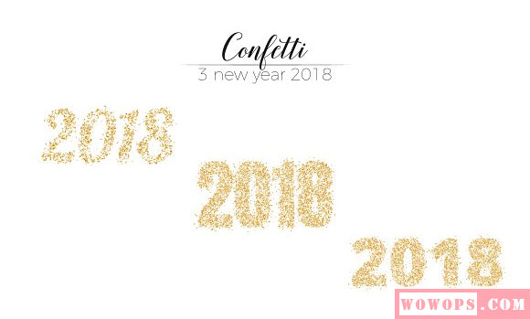 新年2018设计金色纸屑节日装饰素材8