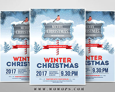 清新文艺圣诞冬季派对活动宣传海报