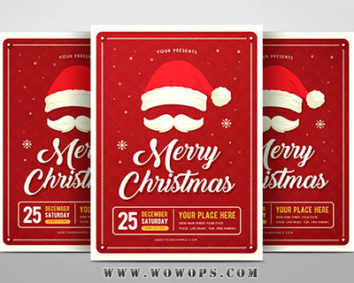 红色精美圣诞节宣传海报素材