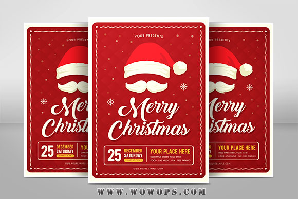 红色精美圣诞节宣传海报素材1