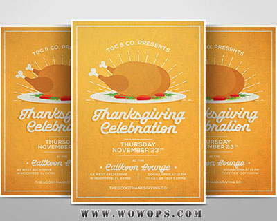 创意感恩节火鸡餐厅宣传海报设计模板