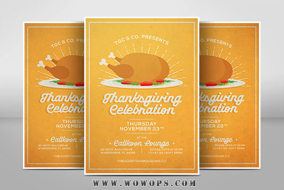 创意感恩节火鸡餐厅宣传海报设计模板1
