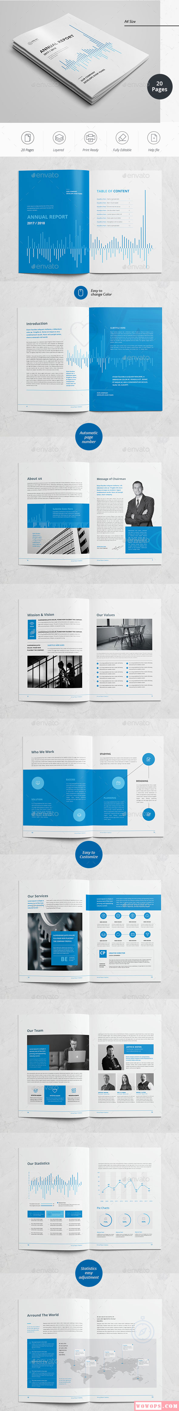 蓝色商务公司通用年度报告画册设计