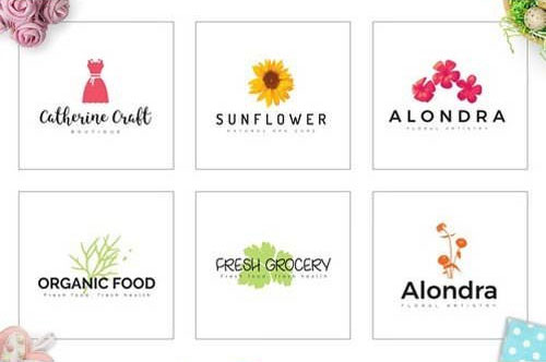 小清新简约花卉叶子植物标志logo设计10
