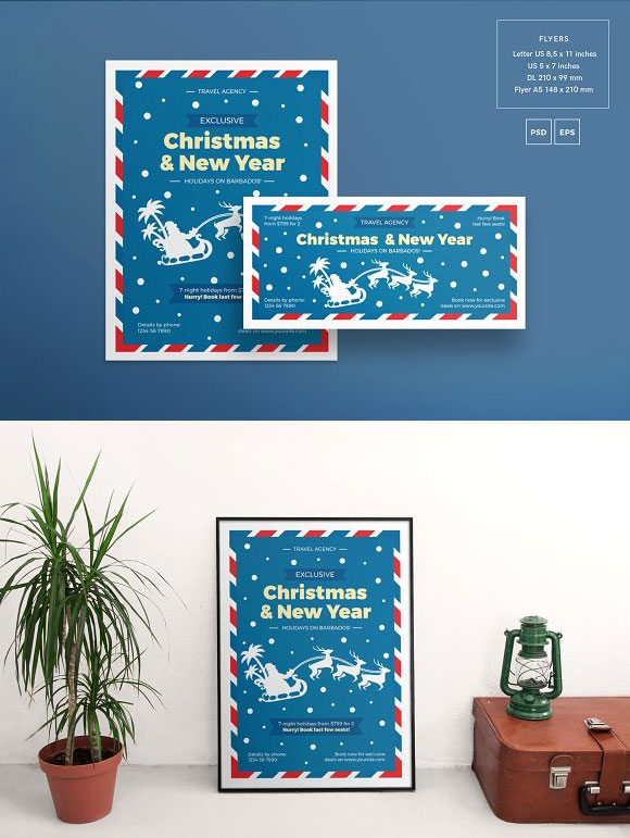 现代创意圣诞新年广告海报横幅旗帜套件模板2