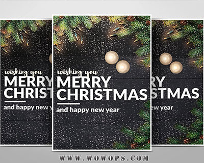 简约唯美圣诞节雪花背景海报设计模板