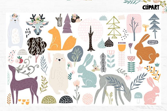 卡通童趣森林动物花卉卡片背景合集素材2