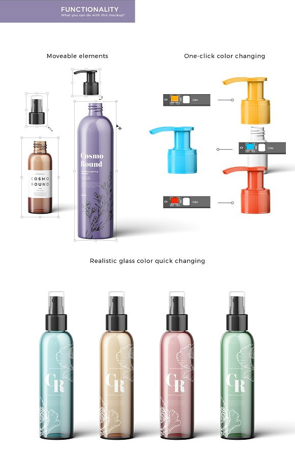 不同瓶盖化妆品包装瓶设计效果图样机3