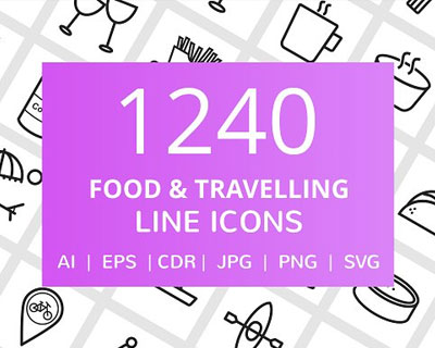 1240款食品及旅游线路图标矢量素材