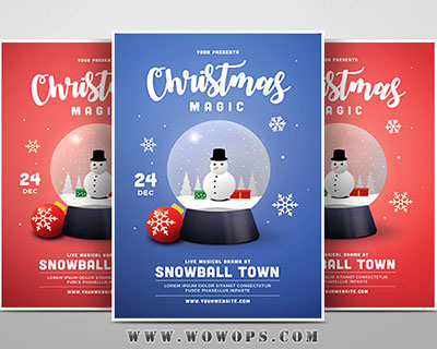 唯美圣诞雪球背景圣诞节节日海报设计