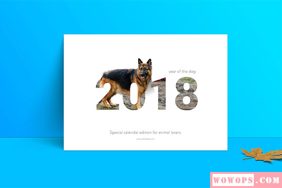 2018创意狗新年日历设计模板4