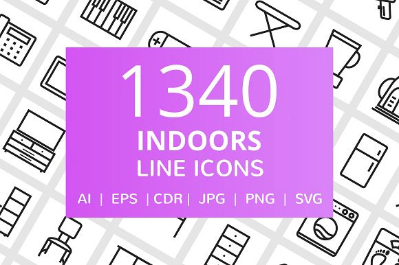 1340款室内线条手绘图标矢量素材1