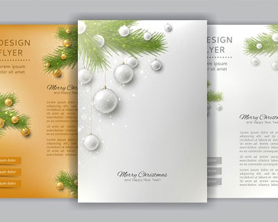 时尚优雅圣诞球背景宣传单海报设计