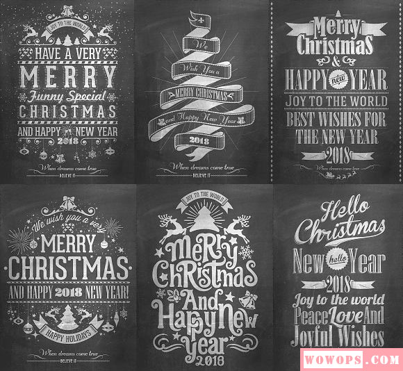 唯美圣诞创意装饰设计图形元素复古标签背景横幅合集10