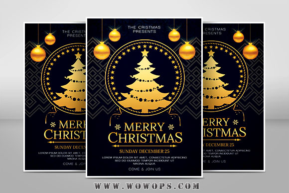 华丽黑金圣诞节活动宣传海报模板1
