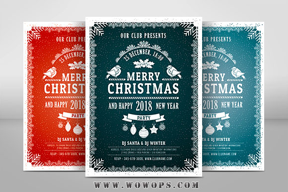 小清新简约圣诞节派对海报设计模板1