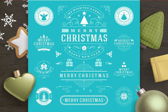 时尚小清新圣诞节标签徽章贺卡设计素材6