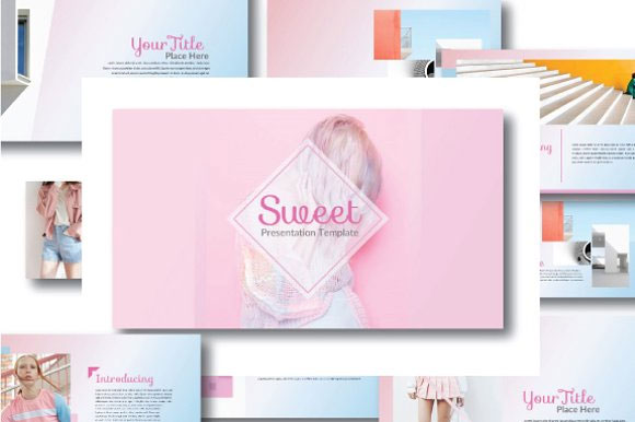 唯美小清新粉色品牌广告推广PowerPoint模板1