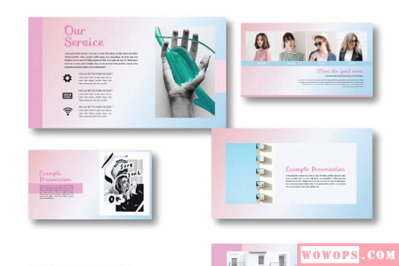 唯美小清新粉色品牌广告推广PowerPoint模板5