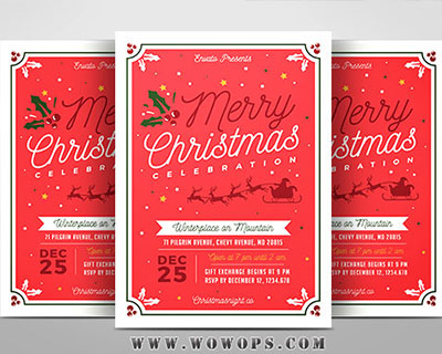 红色喜庆圣诞庆祝活动海报设计模板