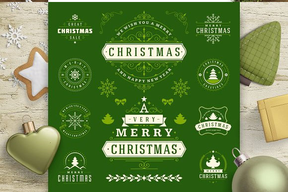 小清新时尚圣诞节贺卡卡片标签徽章设计6