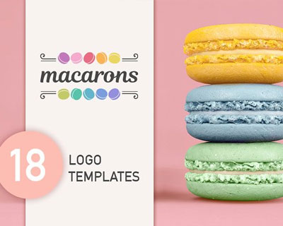 创意多款甜点马卡龙标志logo设计模板
