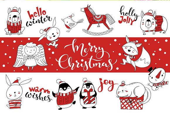卡通可爱圣诞节动物形象标签卡片设计素材3