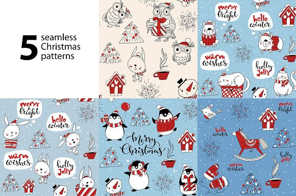 卡通可爱圣诞节动物形象标签卡片设计素材9